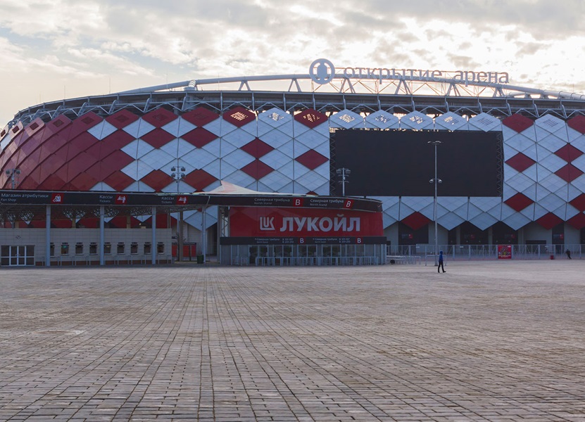 Otkrytie Stadium from Spartak Moscow: one of nine World Cup stadiums 2018 equipped with rubber floor coverings made by nora systems