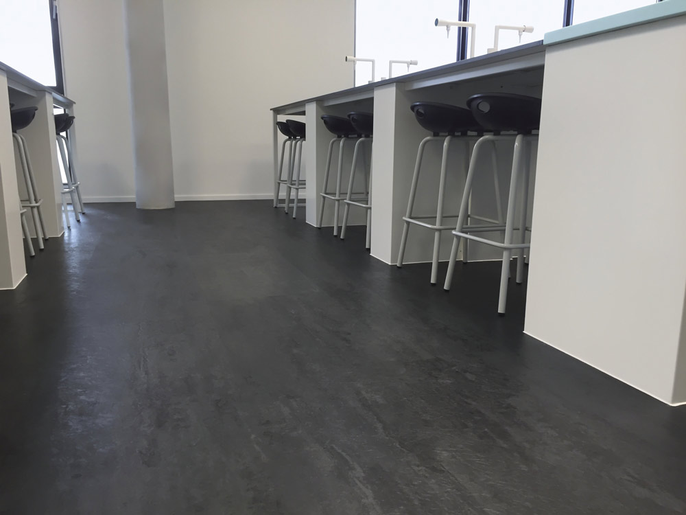 school lab, norament arago as flooring