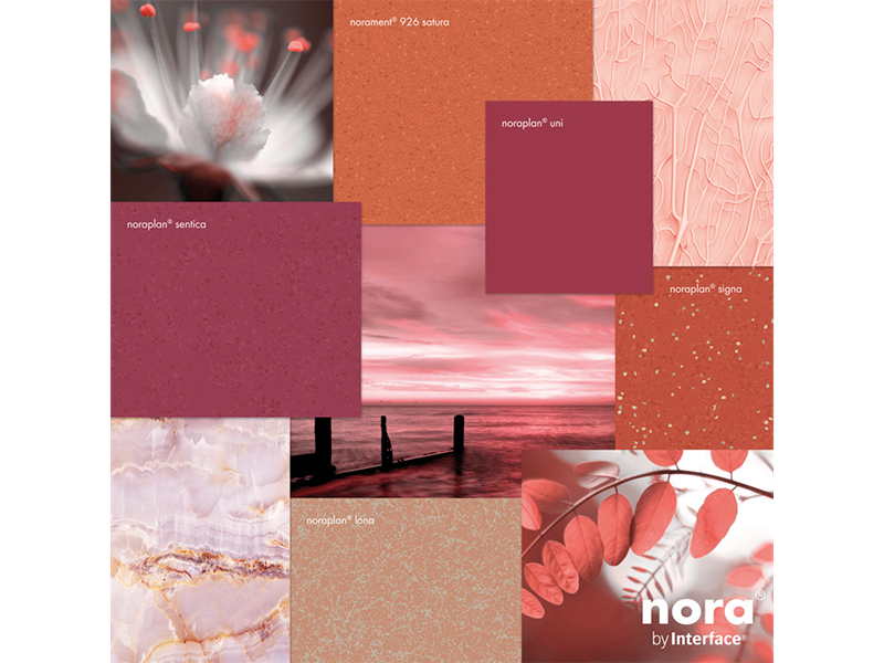 nora Bodenbeläge - Collage zur Pantone Farbe des Jahres 2019 Living Coral