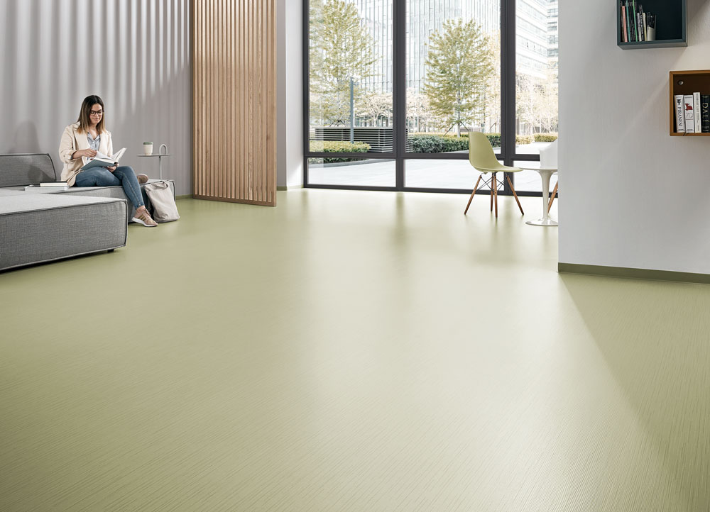 library with noraplan linee rubber floor covering