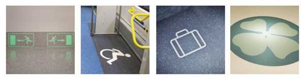 symbols on the floor: nora floor coverings with inlays - according to standard templates or individual layout
