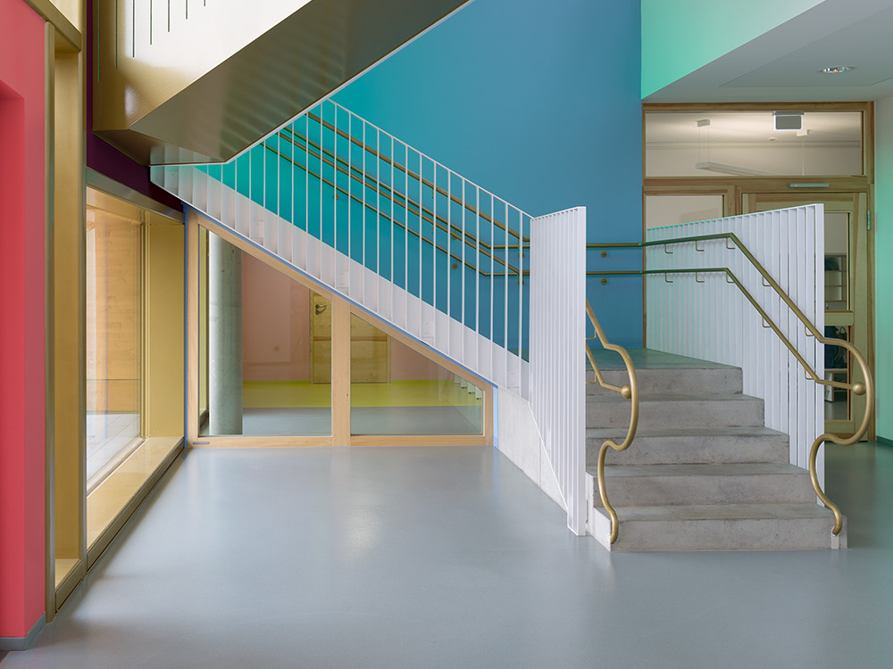 Kindergarten corridor to stairwell with norament 926 satura floor coverings