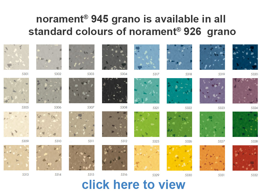 norament 945 grano is available in all standard colours of norament 926 grano