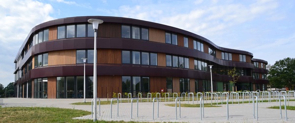 C.T.Stork College - a reference for nora floor coverings. Undulating shapes on the rural side of the building