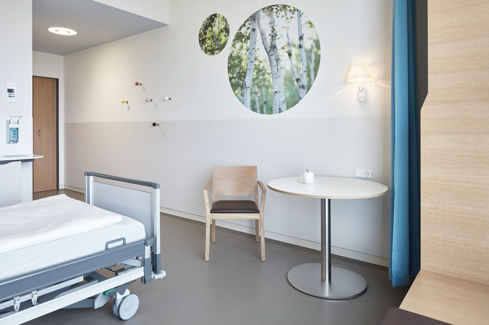 Patientenzimmer, Krankenzimmer, wohnlich, zeitlos, Wien Floridsdorf