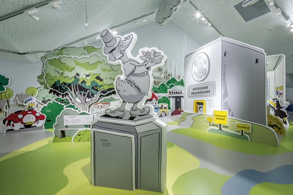 Duckburg map on the floor - comic museum with nora flooring inlays