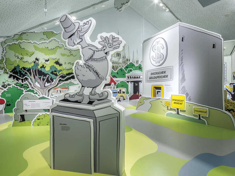Stadtplan von Entenhausen auf dem Boden - Comicmuseum mit Intarsien aus nora Bodenbelag
